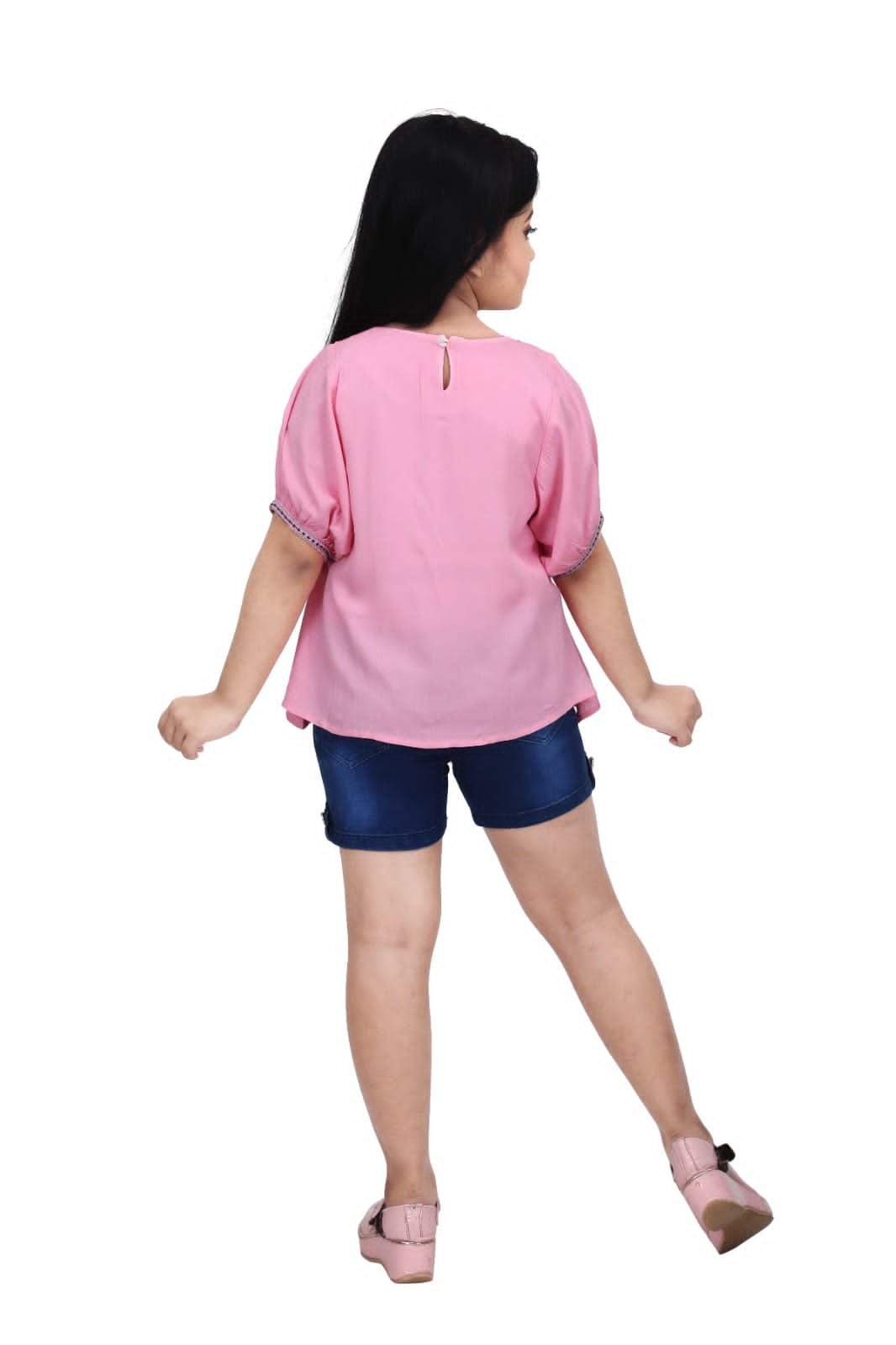 Pink Cotton Hot Pant and Top Set for Girls (Sizes 2-10 Years)