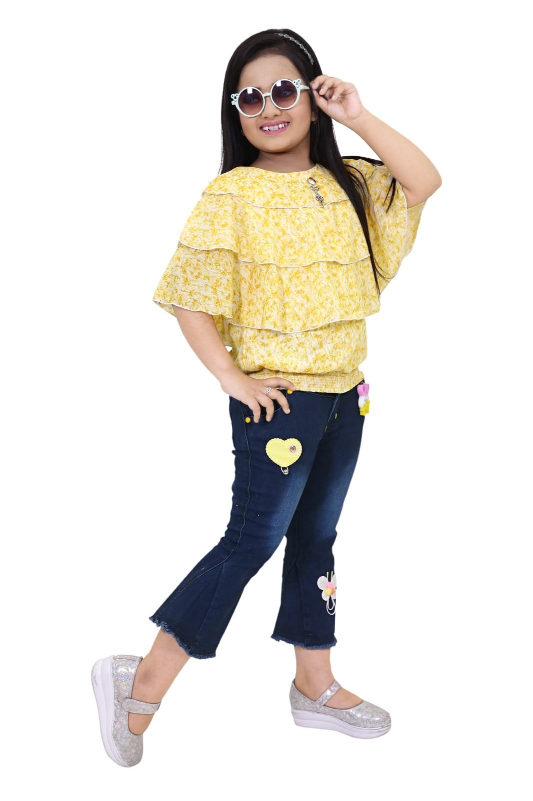 Sunshine Style for Your Little Star: Kids' Denim & Yellow Top Set