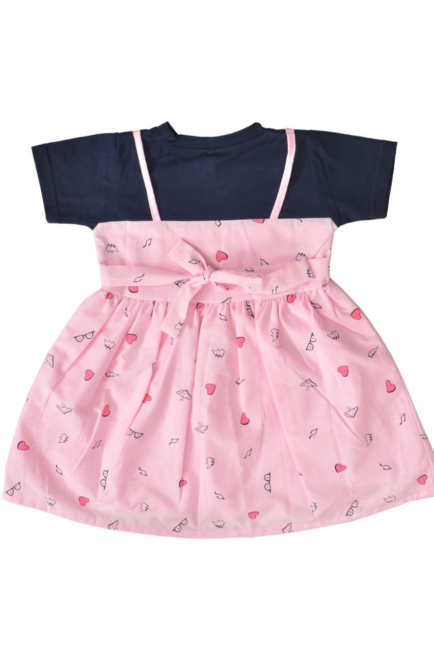 Affordable Elegance: Light Pink Cotton Frock for Girls (Ages 2-10)