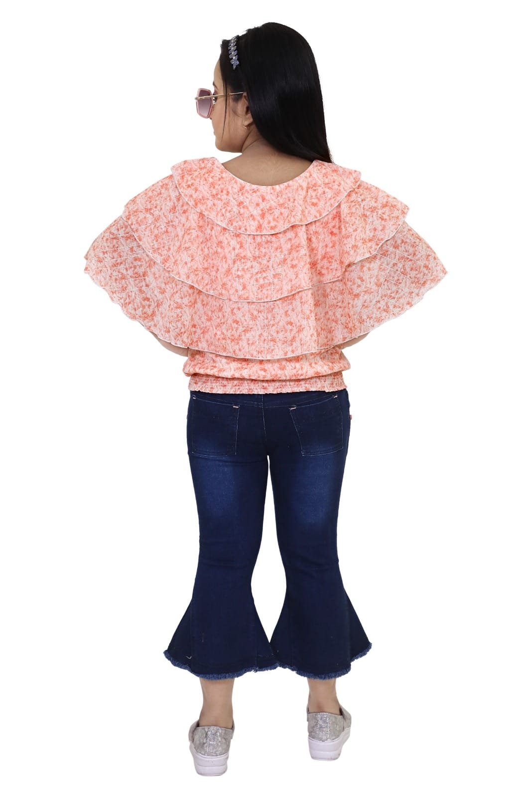 Girls' Denim & Floral Combo: Jeans Top Set (Ages 2-10)