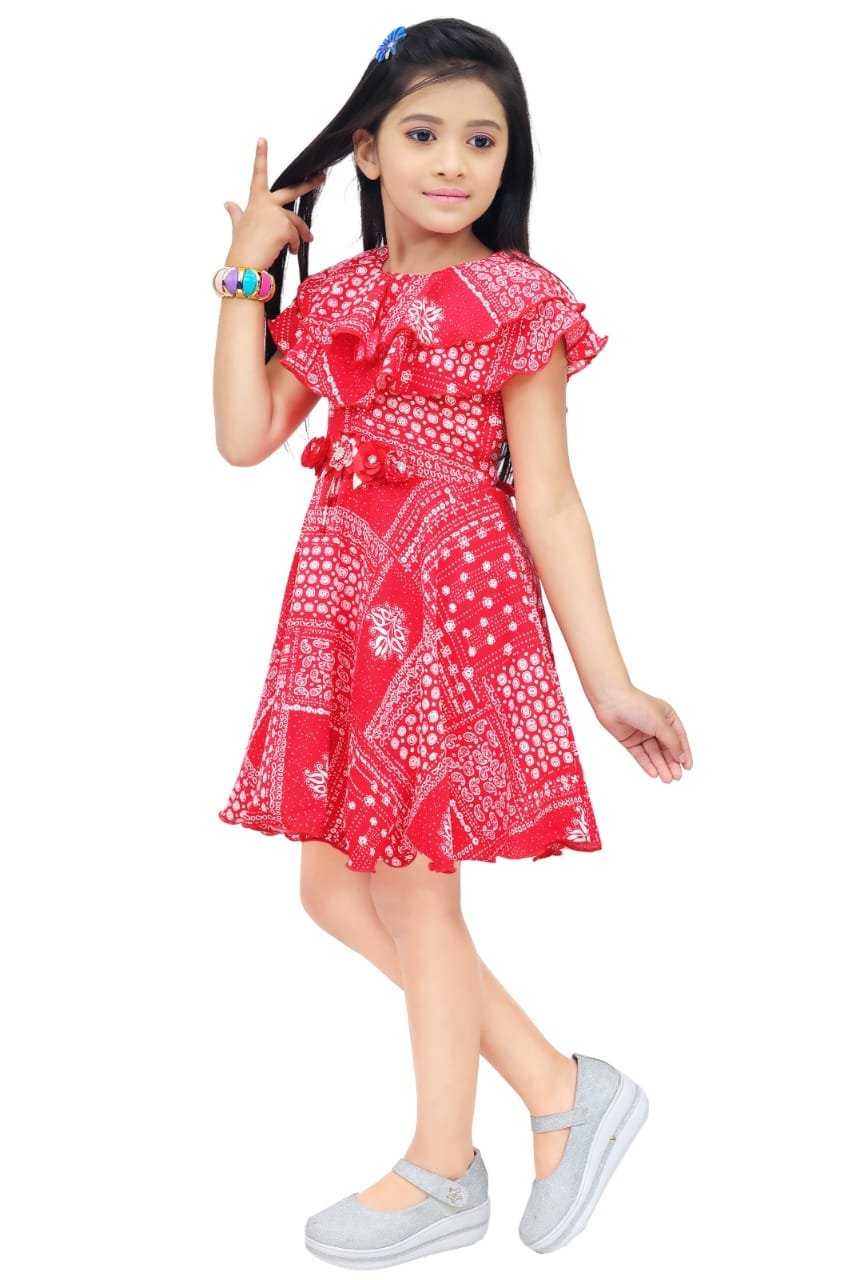 Captivate Every Occasion with Our Vibrant Printed Design Frock for Girls (3-4 & 8-9 Years)